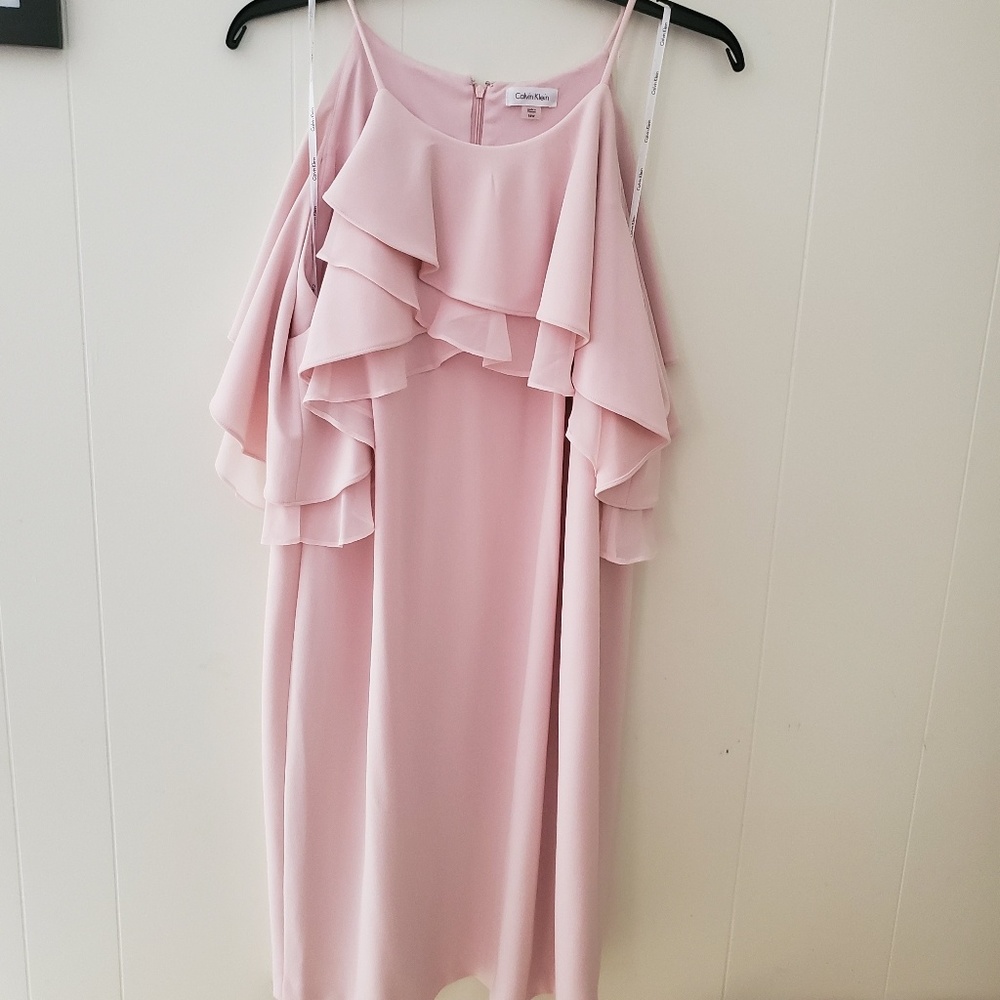 NWT Pink size 16 Calvin Klein Cold Shoulder Dress